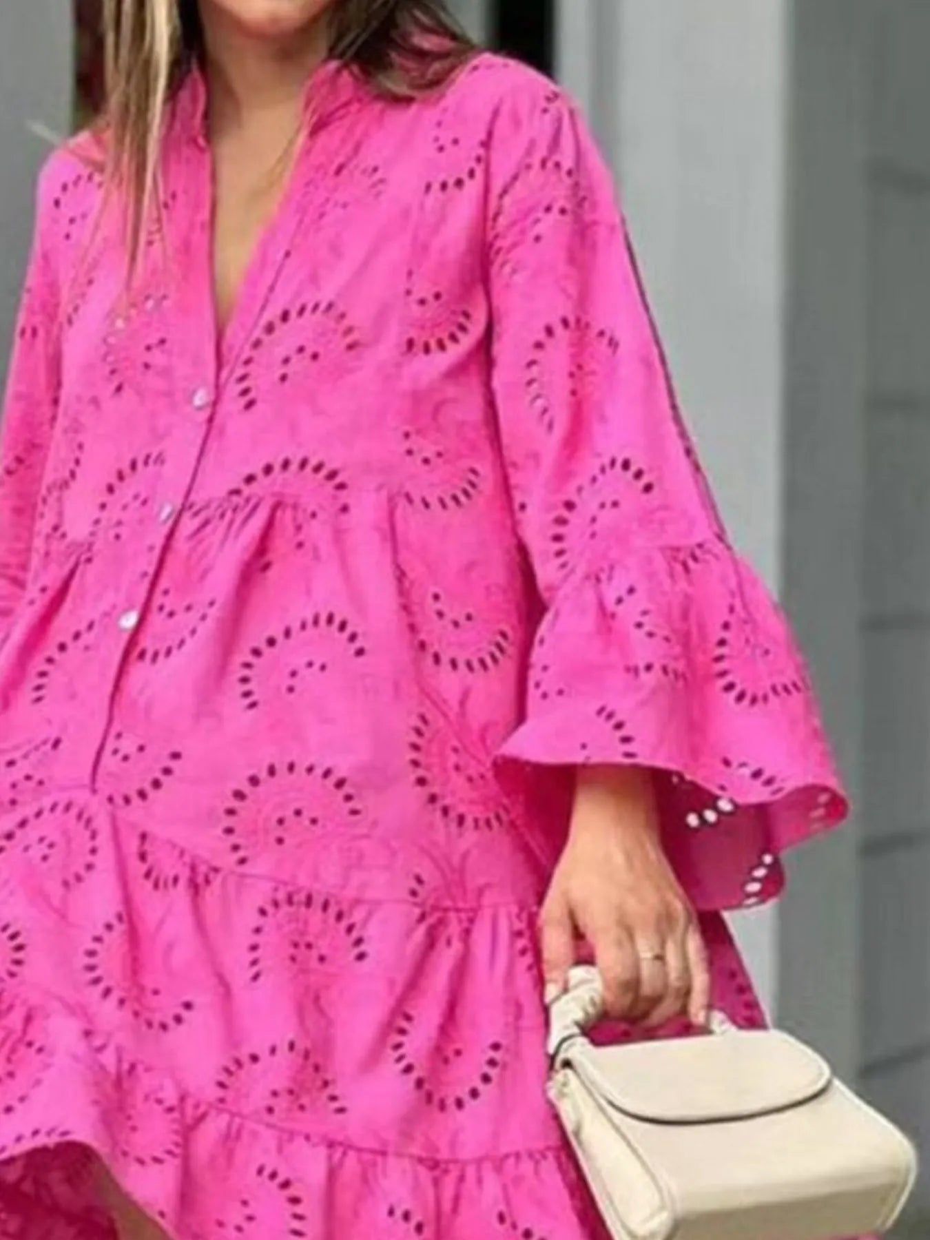 Full Size Eyelet Ruffled Hem Tiered Dress Plus Size - Flip Flop Dynasty