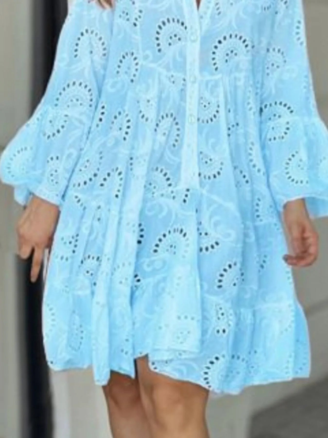 Full Size Eyelet Ruffled Hem Tiered Dress Plus Size - Flip Flop Dynasty