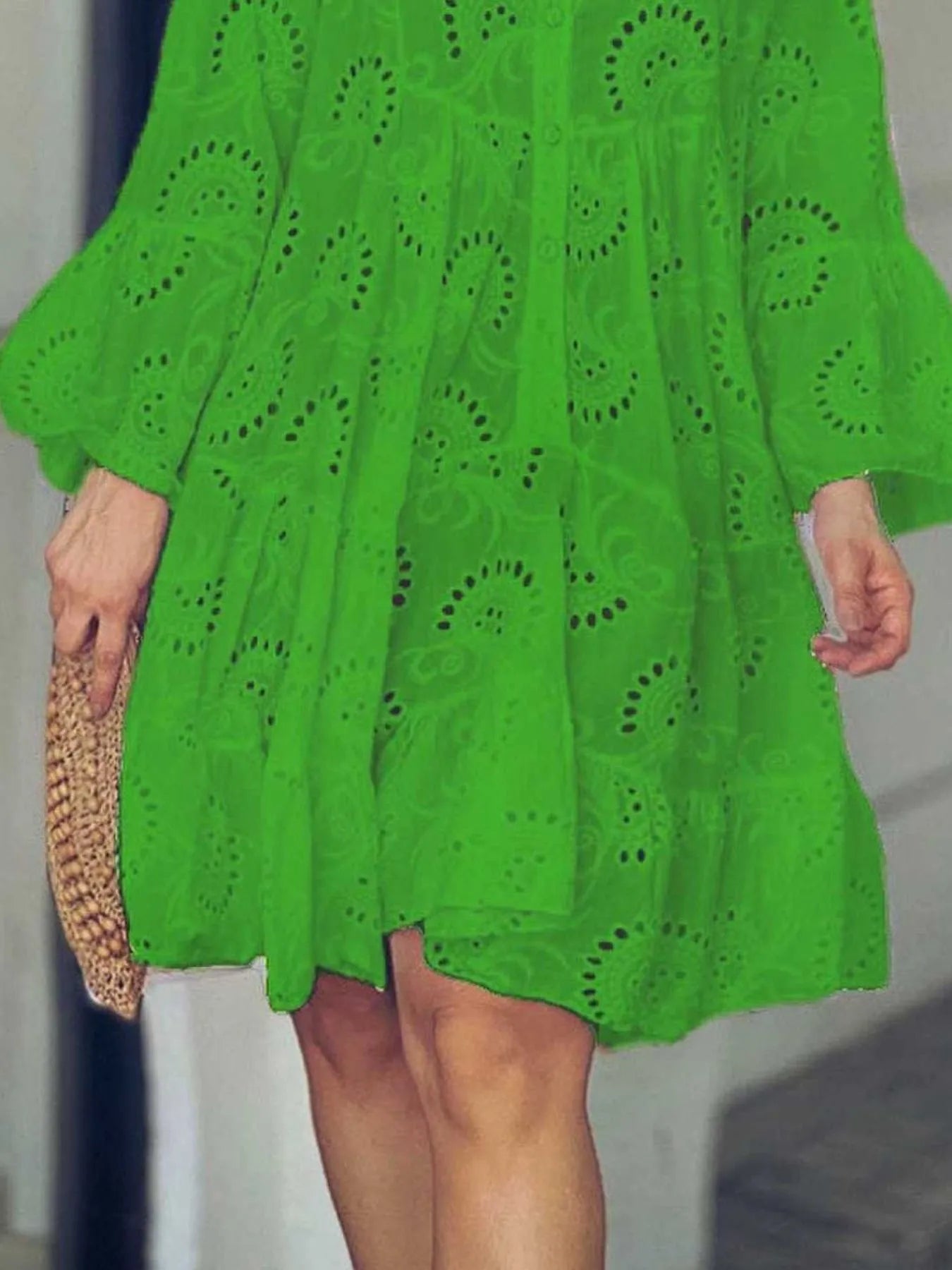 Full Size Eyelet Ruffled Hem Tiered Dress Plus Size - Flip Flop Dynasty