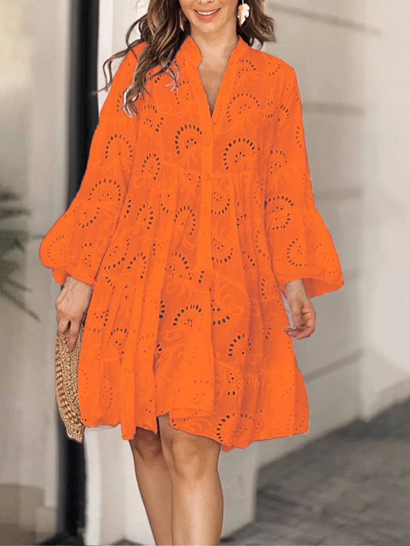 Full Size Eyelet Ruffled Hem Tiered Dress Plus Size - Flip Flop Dynasty
