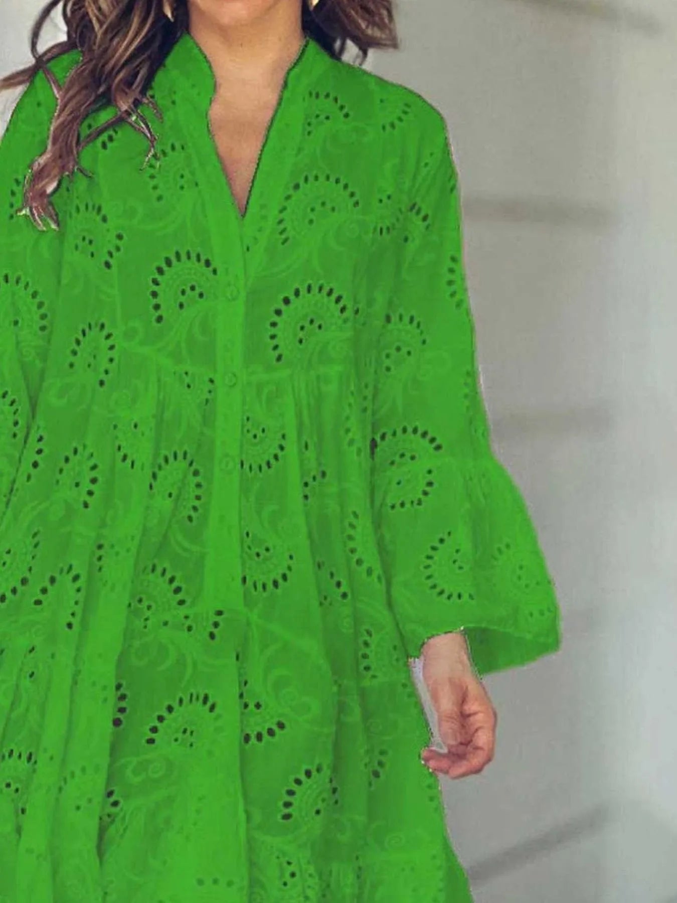 Full Size Eyelet Ruffled Hem Tiered Dress Plus Size - Flip Flop Dynasty