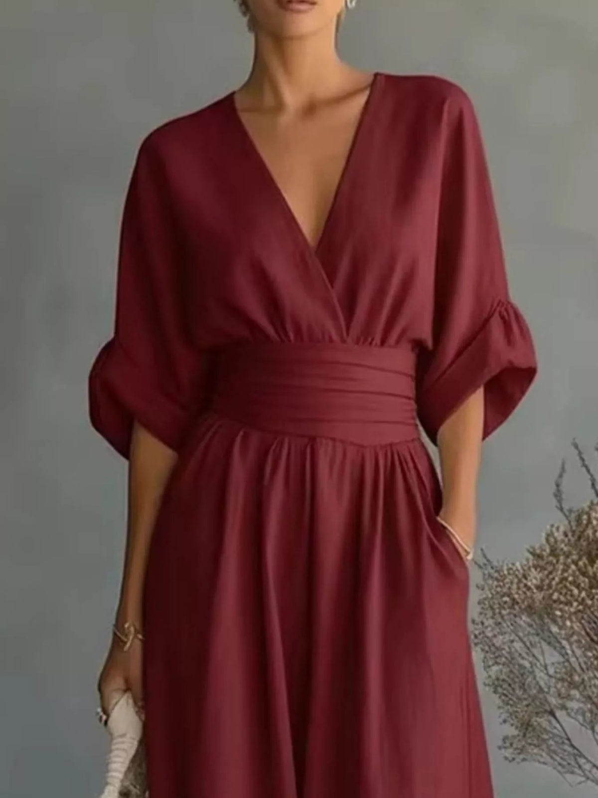 Full Size Half Sleeve Wide Leg Jumpsuit Plus Size - Flip Flop Dynasty