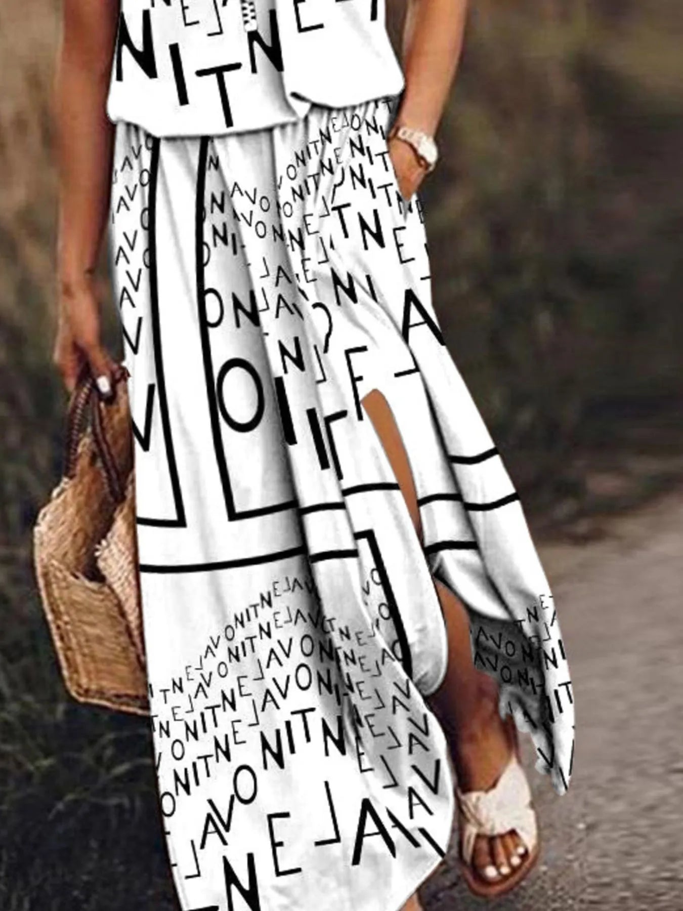 Full Size Half Zip Sleeveless Maxi Dress with Side Slit Plus Size - Flip Flop Dynasty