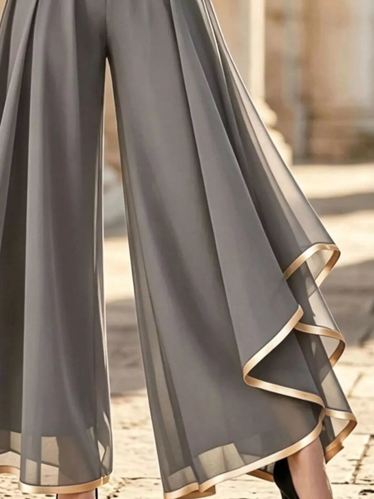 Full Size High-Waisted Chiffon Wide-Leg Pants Plus Size - Flip Flop Dynasty