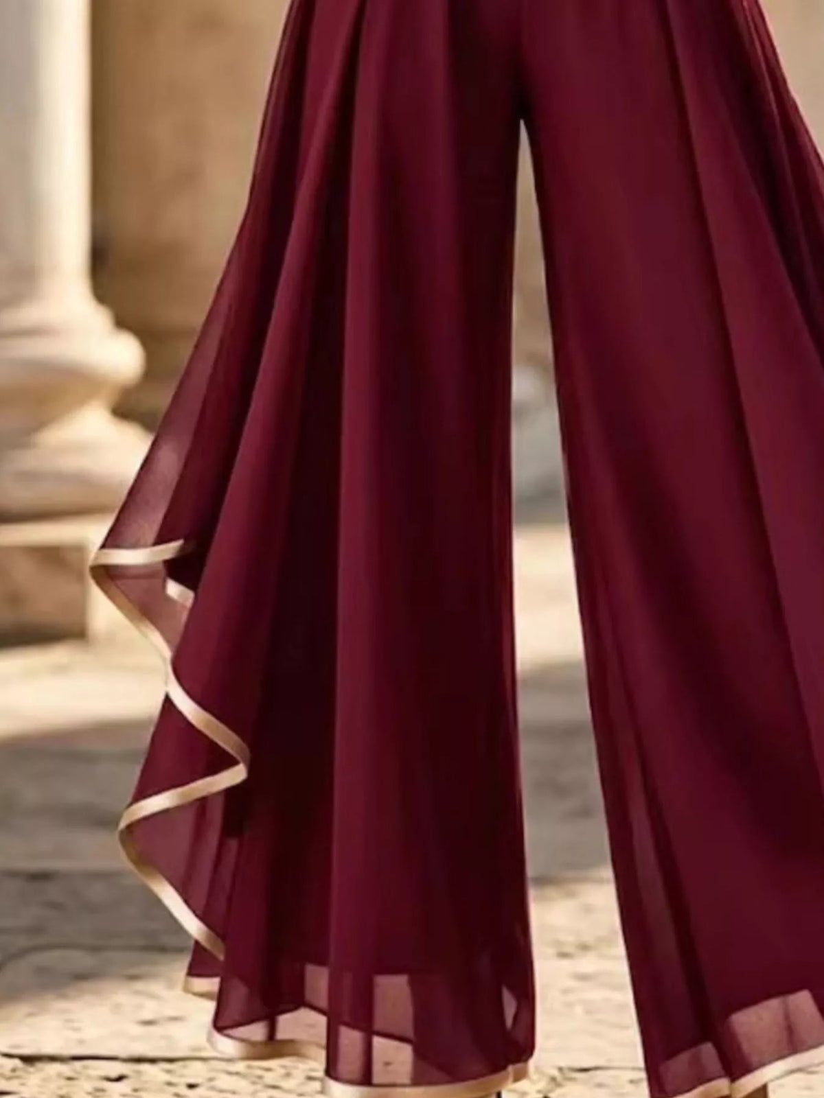 Full Size High-Waisted Chiffon Wide-Leg Pants Plus Size - Flip Flop Dynasty