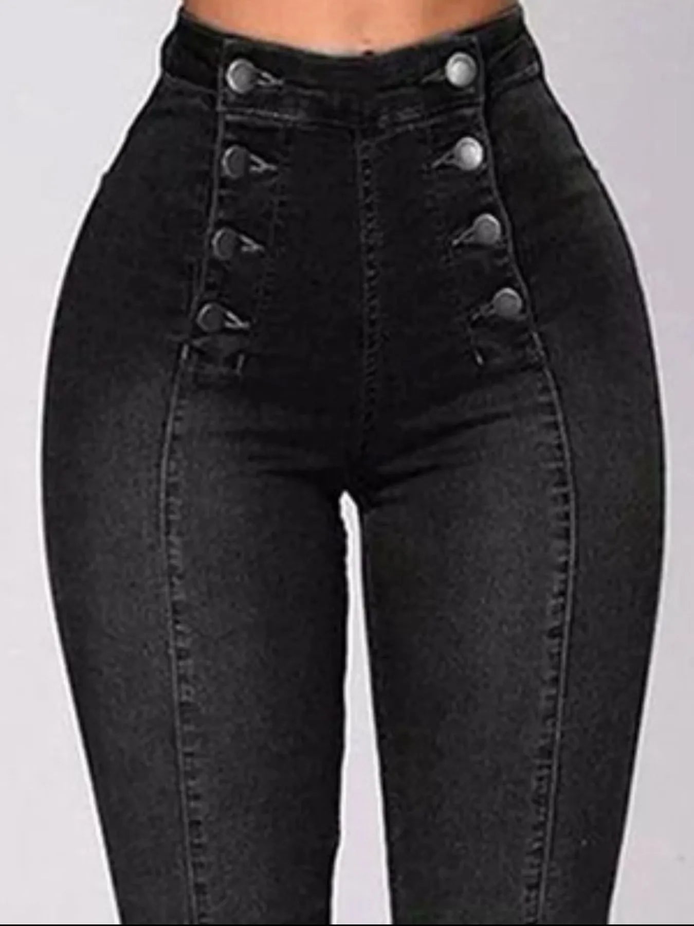 Full Size High - Waisted Double - Breasted Skinny Jeans Plus Size - Flip Flop Dynasty