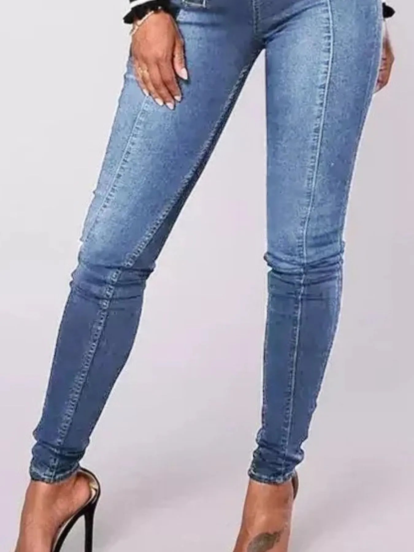 Full Size High - Waisted Double - Breasted Skinny Jeans Plus Size - Flip Flop Dynasty