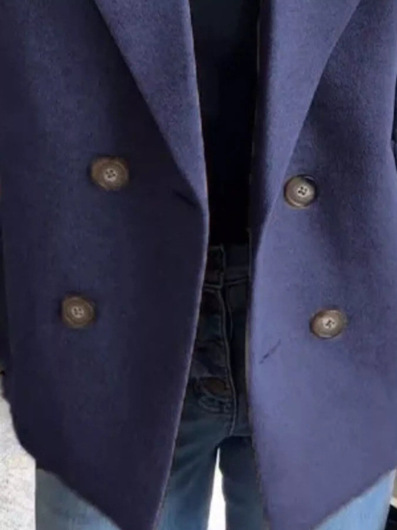 Full Size Knitted Sleeve Wool Blend Double - Breasted Blazer Plus Size - Flip Flop Dynasty