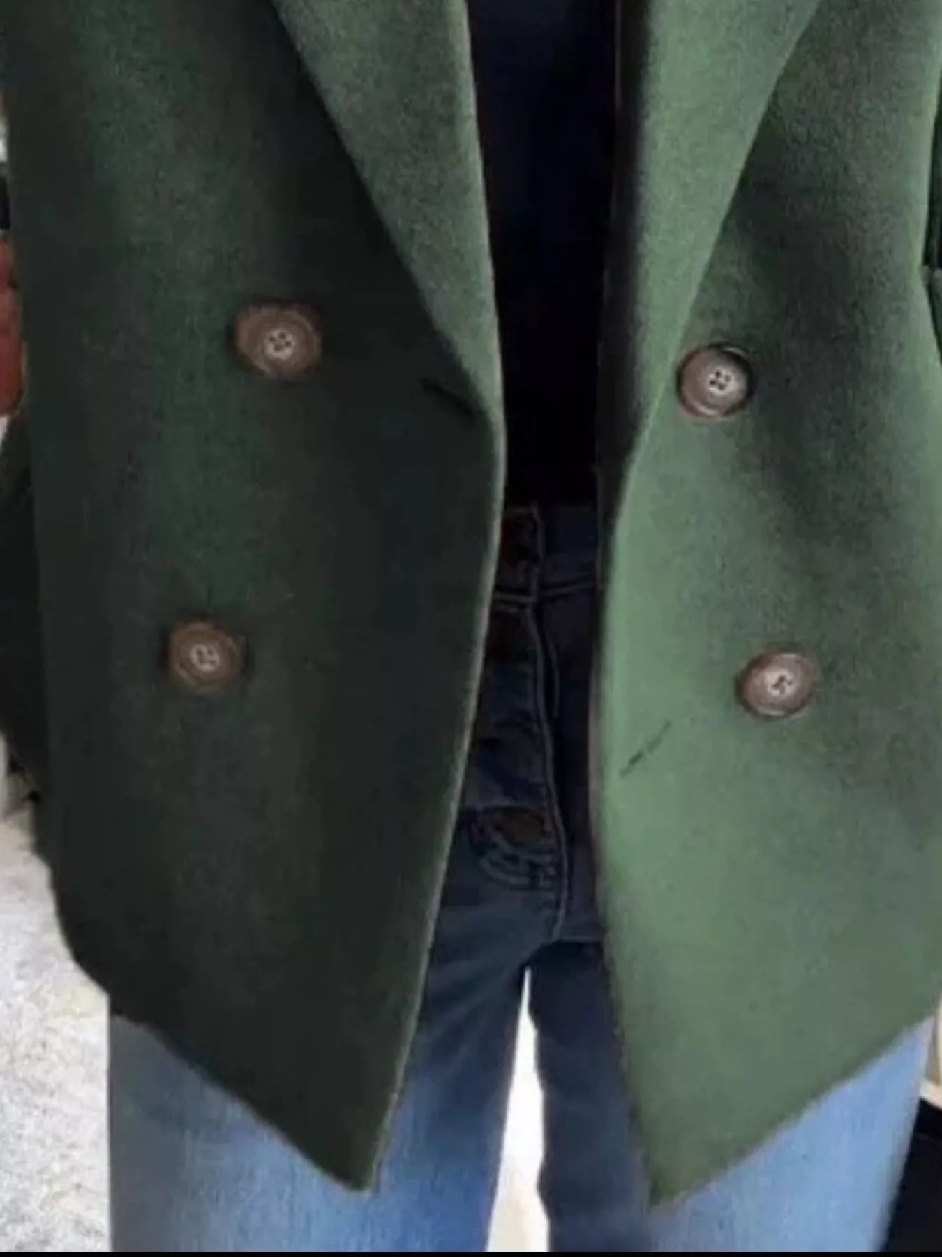 Full Size Knitted Sleeve Wool Blend Double - Breasted Blazer Plus Size - Flip Flop Dynasty