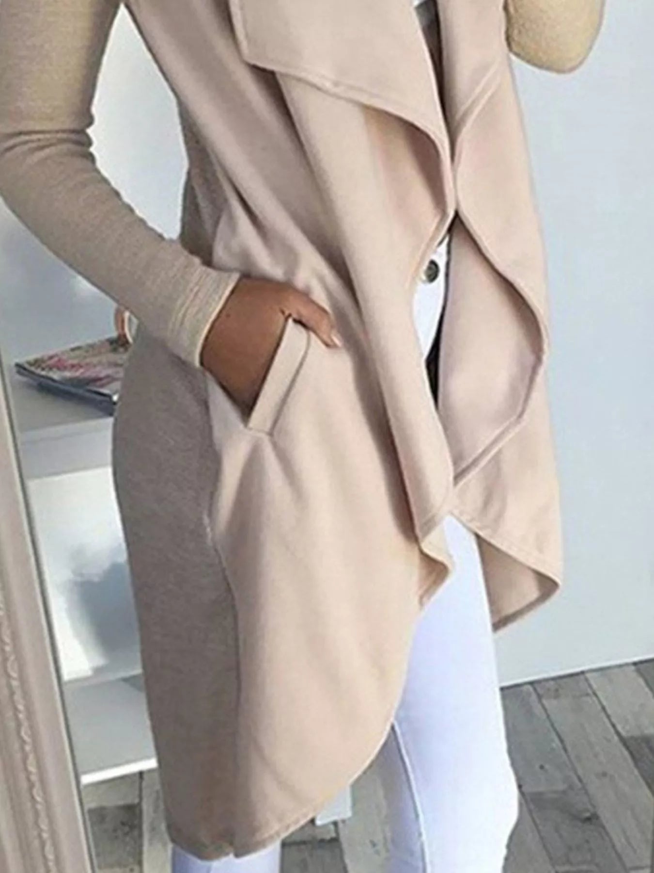 Full Size Lapel Collar Long Sleeve Coat Plus Size - Flip Flop Dynasty