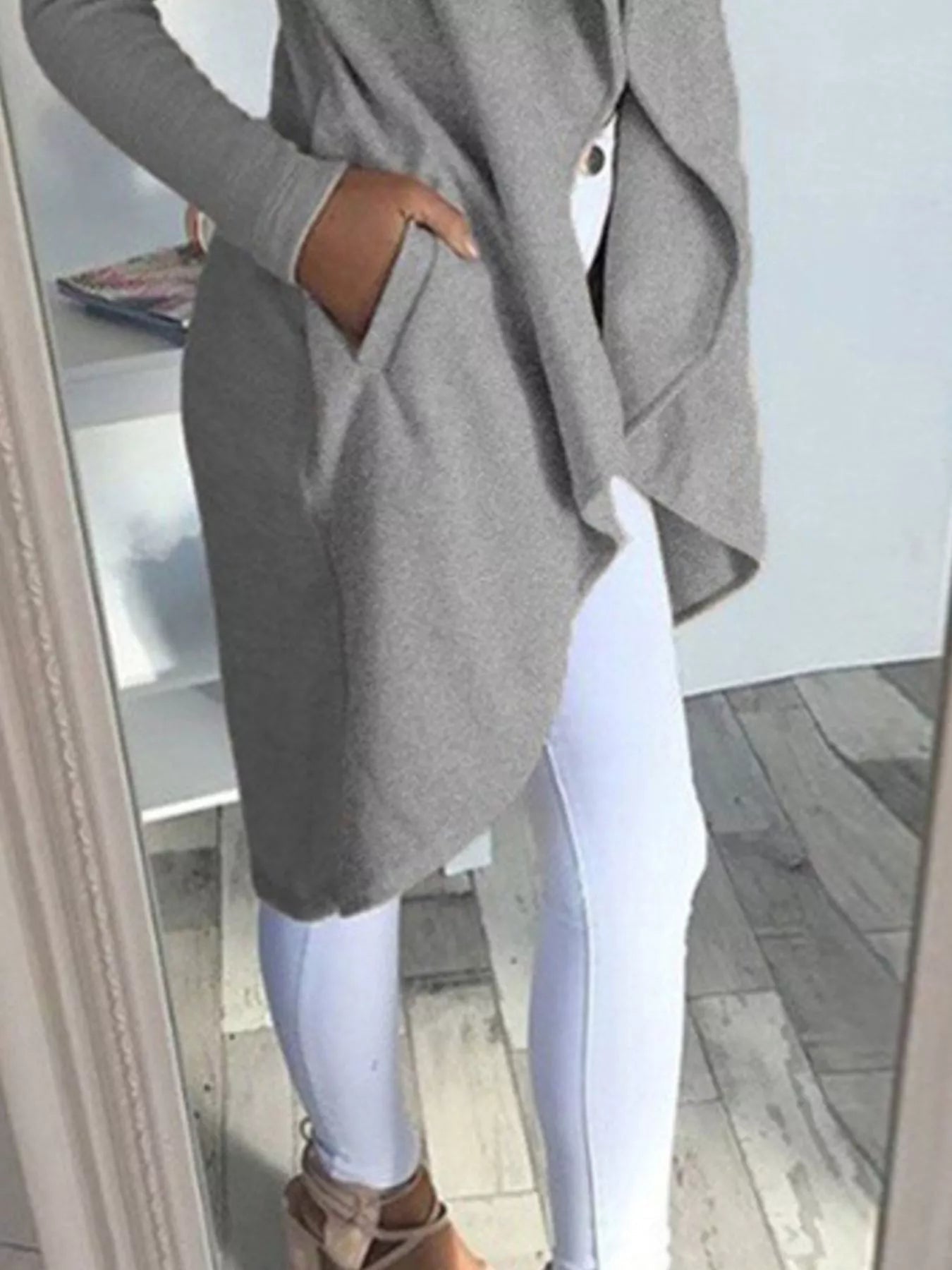 Full Size Lapel Collar Long Sleeve Coat Plus Size - Flip Flop Dynasty