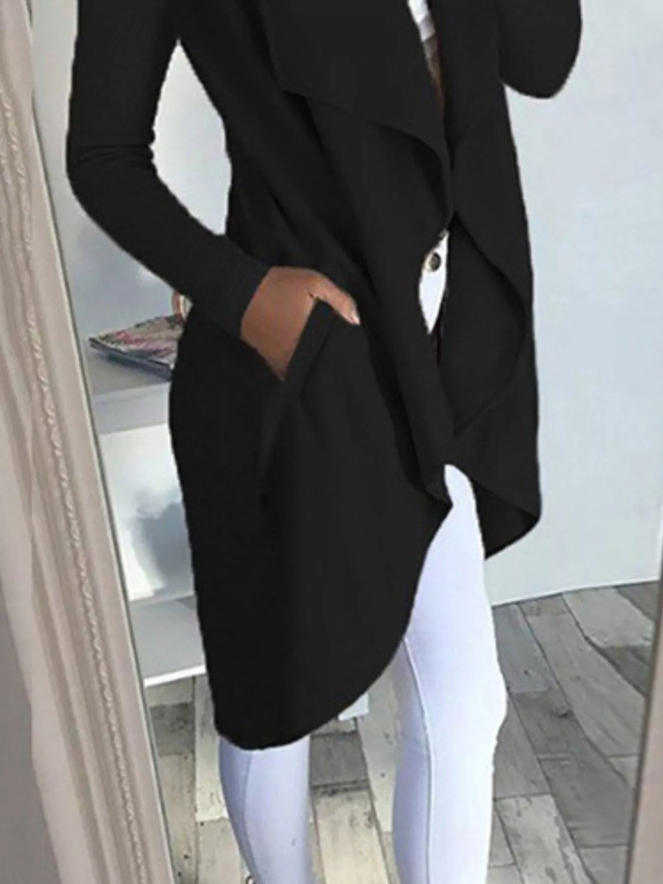 Full Size Lapel Collar Long Sleeve Coat Plus Size - Flip Flop Dynasty