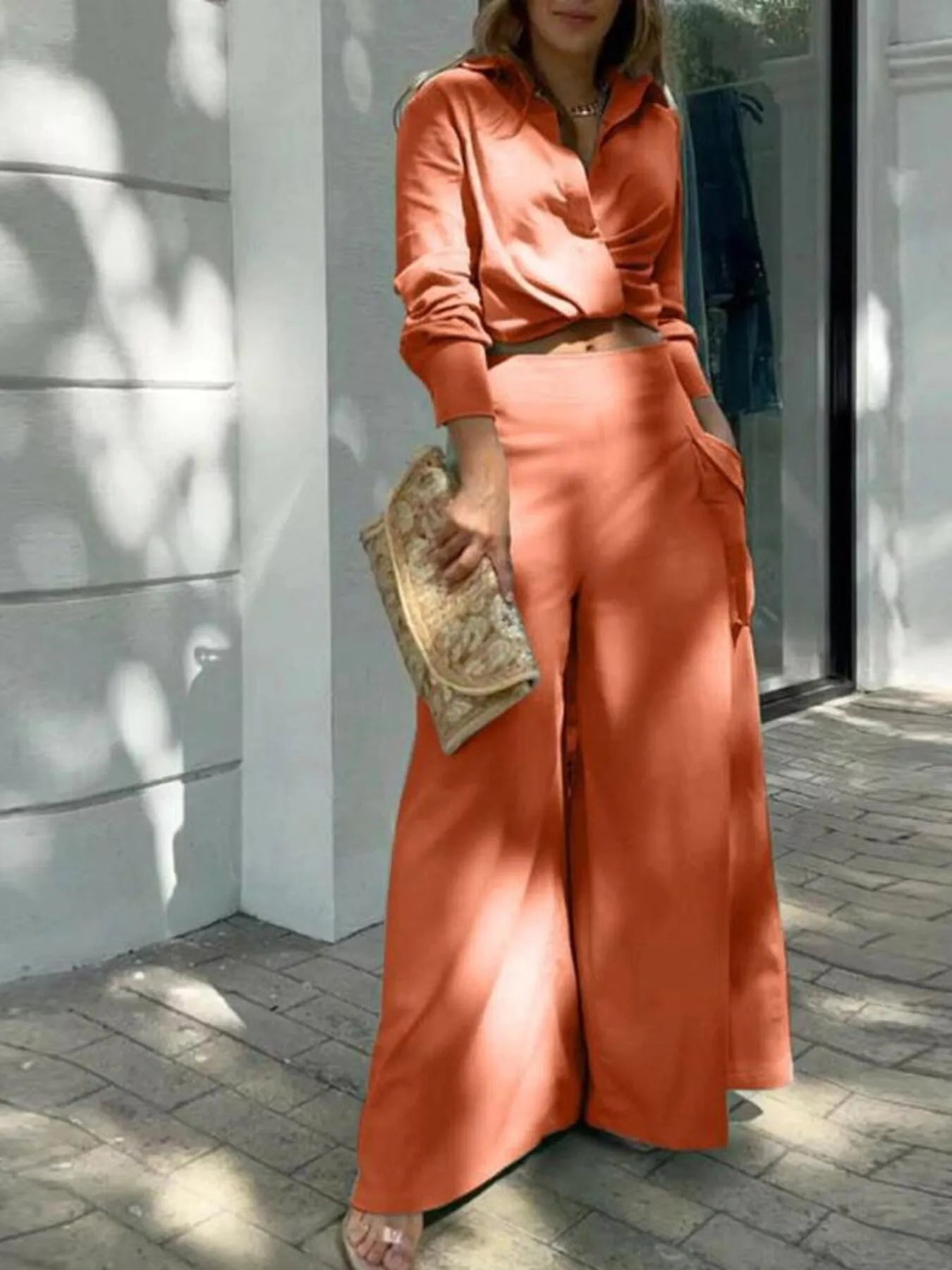 Full Size Long Sleeve Top and Pants Set Plus Size - Flip Flop Dynasty