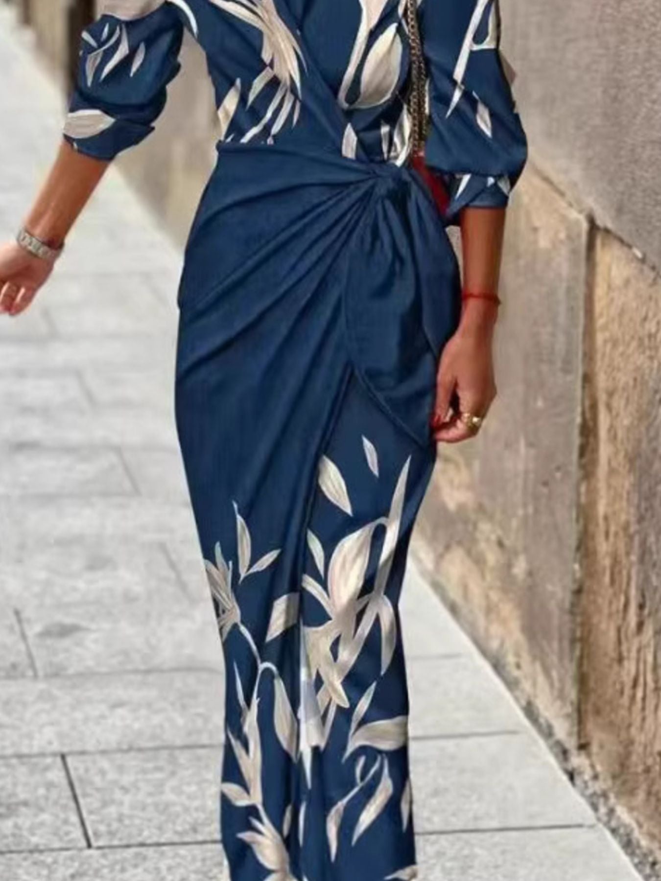 Full Size Printed Tied Wrap Midi Dress Plus Size - Flip Flop Dynasty