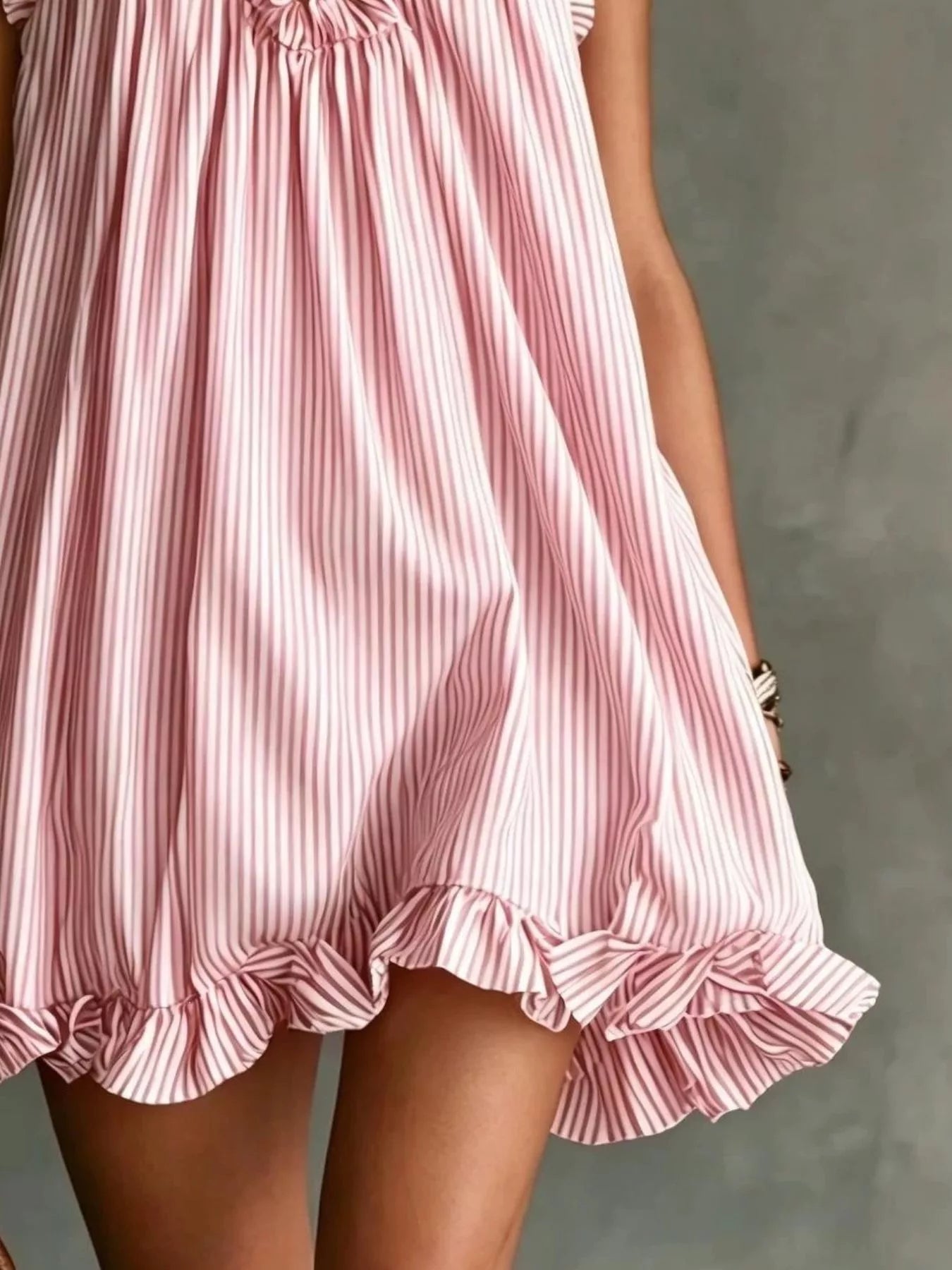 Full Size Ruffled Trim Halter Neck Mini Dress Plus Size - Flip Flop Dynasty
