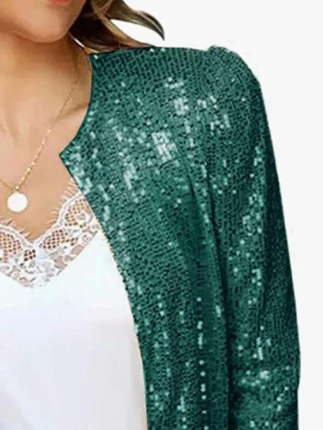 Full Size Sequin Long Sleeve Jacket Plus Size - Flip Flop Dynasty