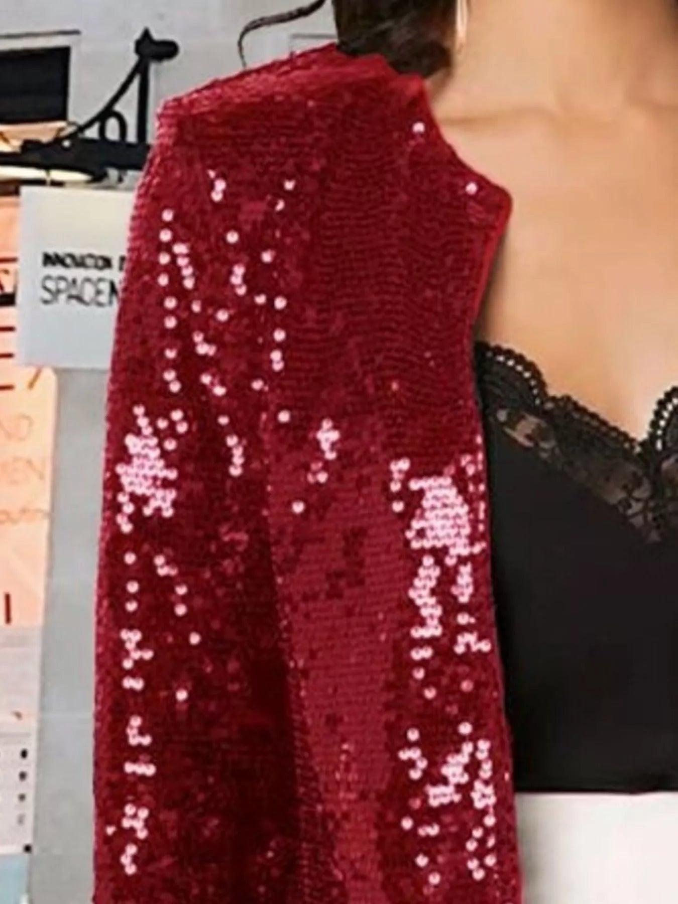 Full Size Sequin Long Sleeve Jacket Plus Size - Flip Flop Dynasty