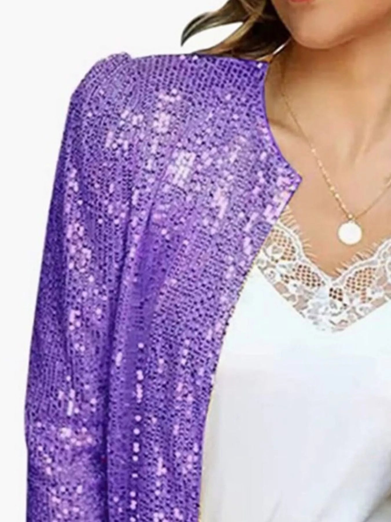 Full Size Sequin Long Sleeve Jacket Plus Size - Flip Flop Dynasty