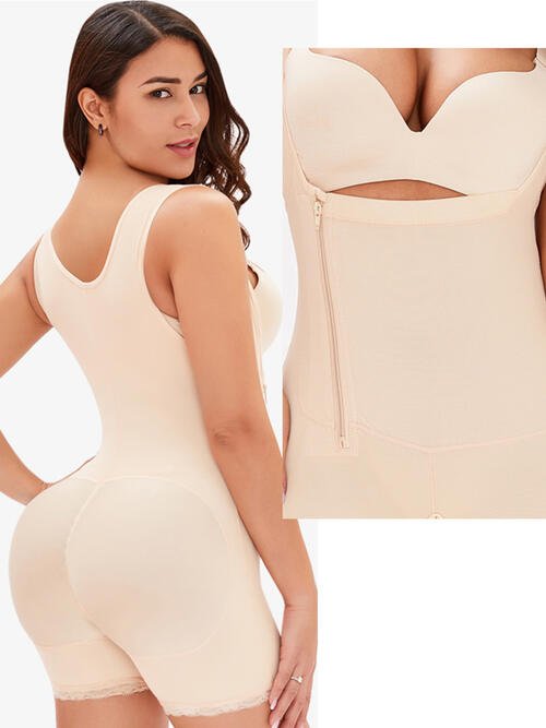 Full Size Side Zip Up Wide Strap Shapewear - Flip Flop Dynasty