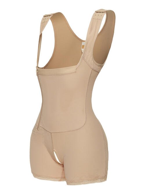 Full Size Side Zip Up Wide Strap Shapewear - Flip Flop Dynasty