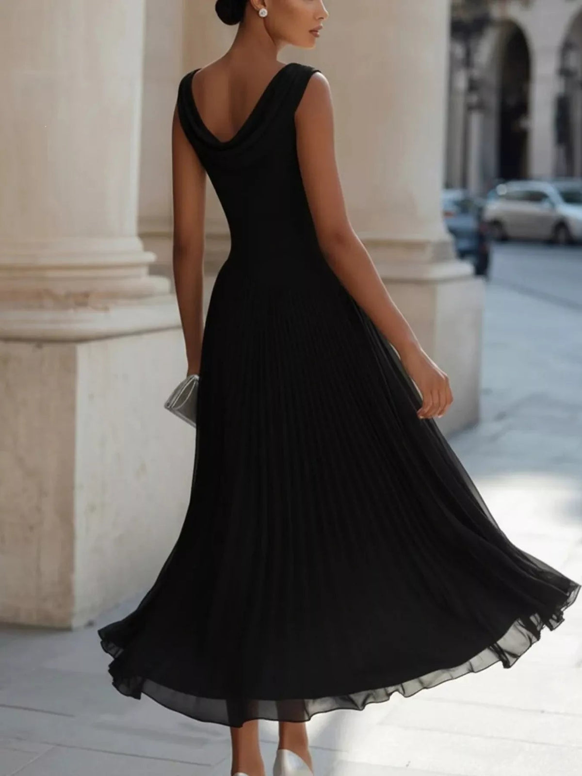 Full Size Sleeveless Cowl Neck Midi Dress Plus Size - Flip Flop Dynasty