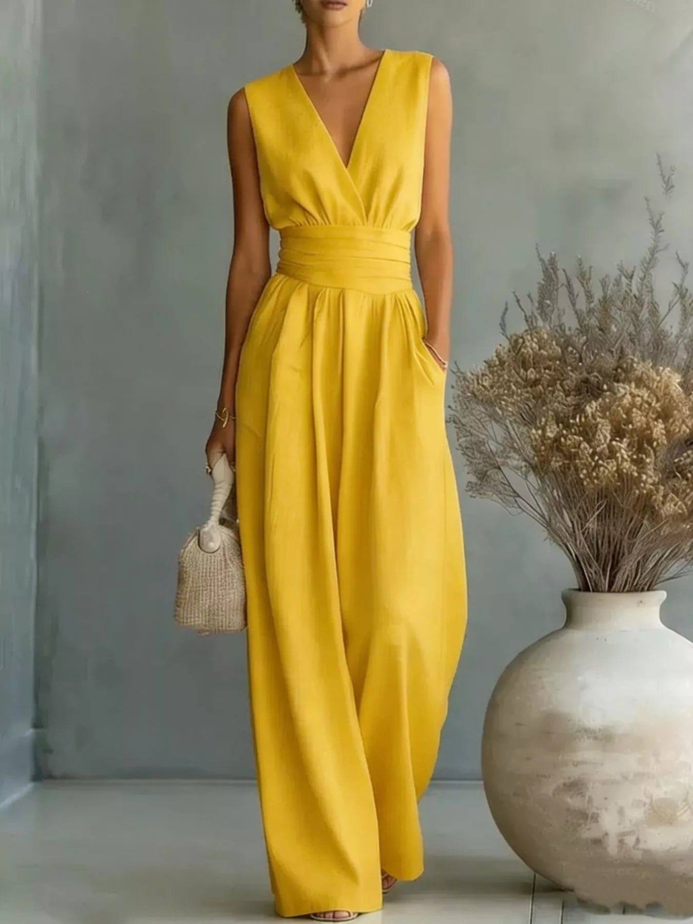 Full Size Sleeveless Wide Leg Jumpsuit Plus Size - Flip Flop Dynasty