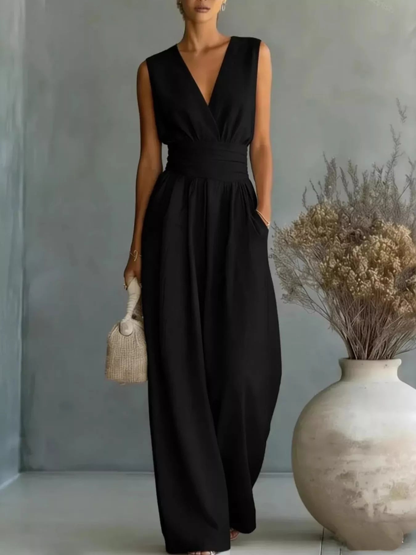 Full Size Sleeveless Wide Leg Jumpsuit Plus Size - Flip Flop Dynasty