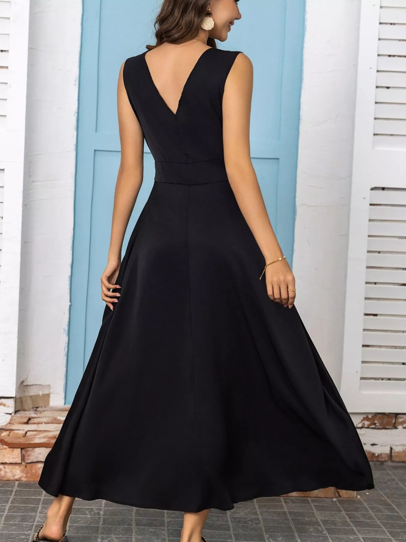 Full Size Slit V - Neck Sleeveless Dress Plus Size - Flip Flop Dynasty