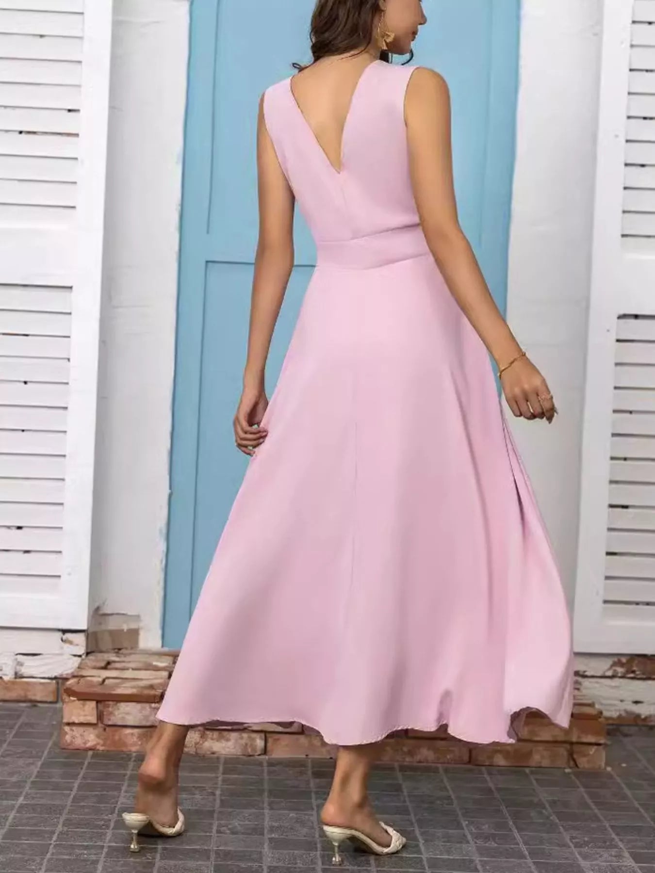 Full Size Slit V - Neck Sleeveless Dress Plus Size - Flip Flop Dynasty