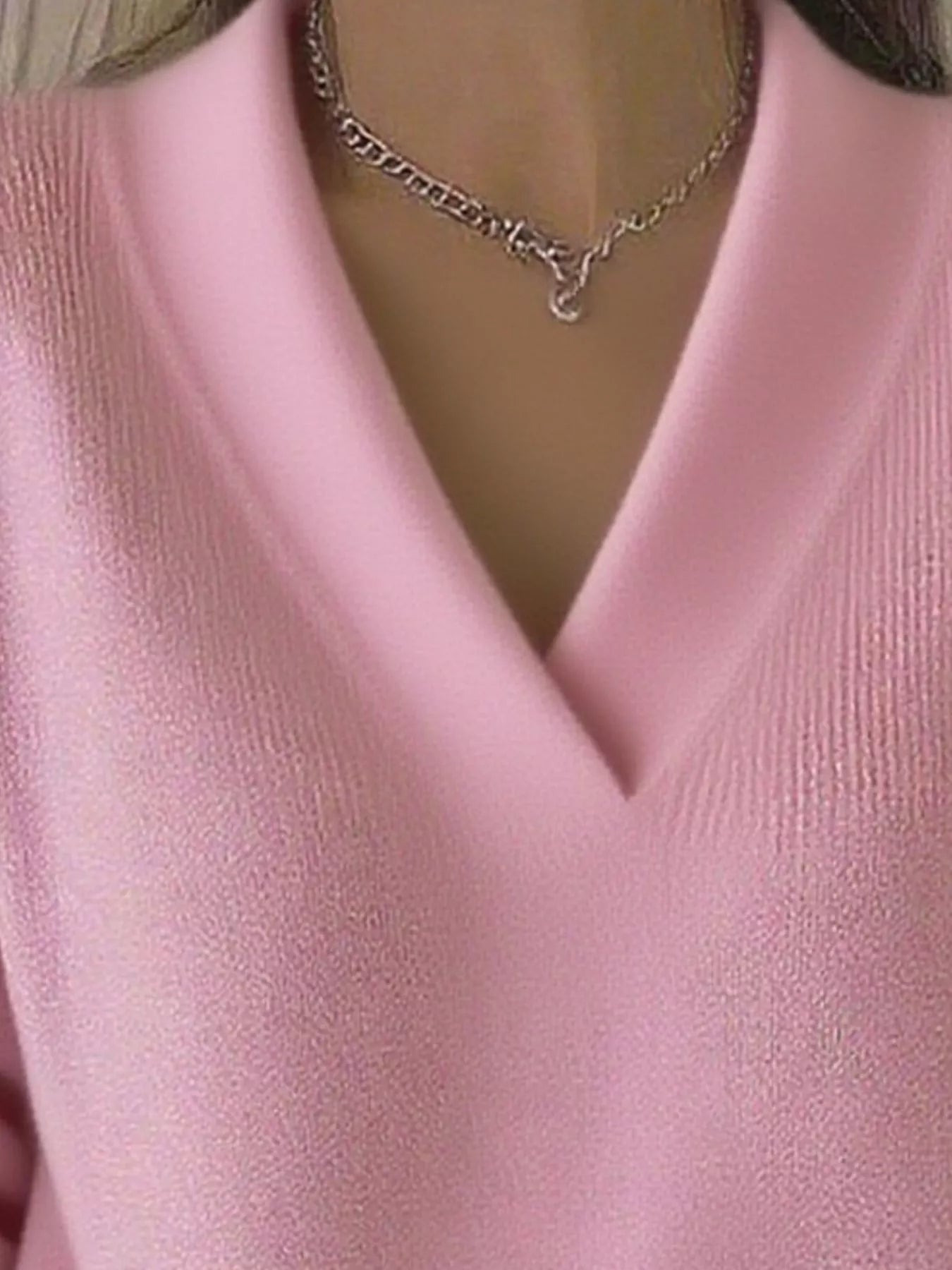 Full Size V - Neck Long Sleeve Sweater Plus Size - Flip Flop Dynasty