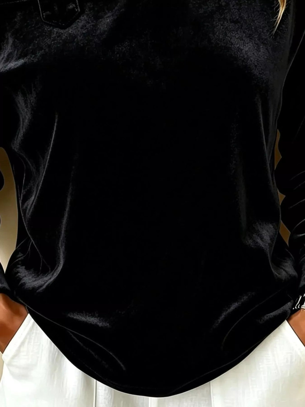 Full Size Velvet Asymmetrical Neck Sweatshirt with Buckle Detail Plus Size - Flip Flop Dynasty