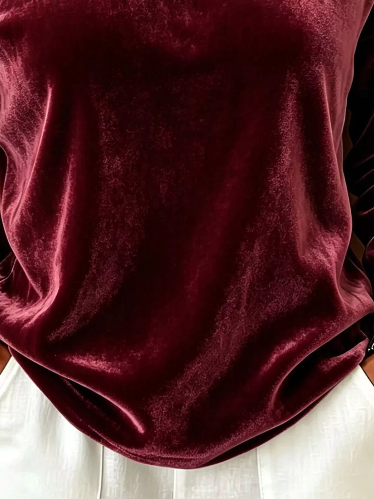 Full Size Velvet Asymmetrical Neck Sweatshirt with Buckle Detail Plus Size - Flip Flop Dynasty