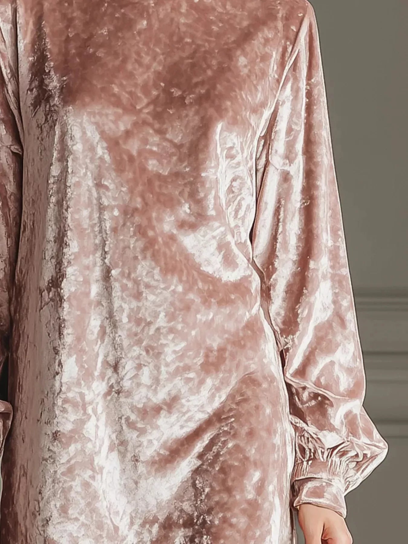 Full Size Velvet Long Sleeve Mini Dress Plus Size - Flip Flop Dynasty