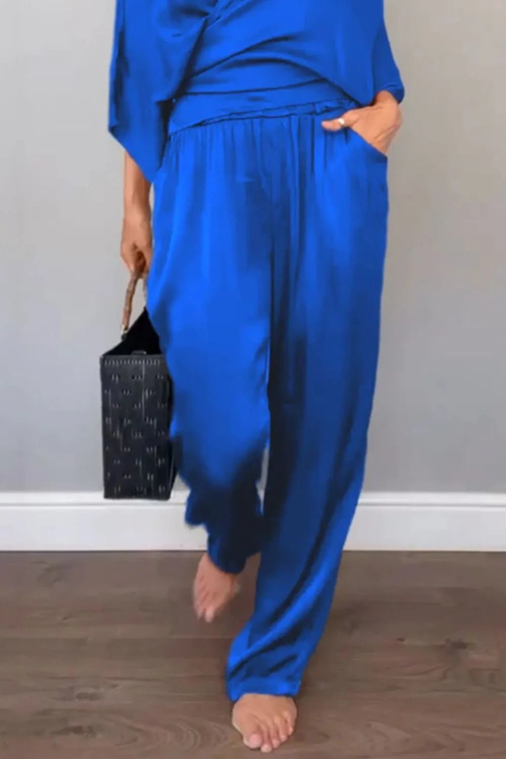 Full Size Wrap Surplice Top and Pants Set Plus Size - Flip Flop Dynasty