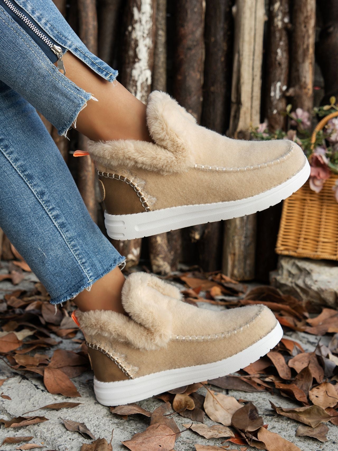 Furry Suede Round Toe Flat Sneakers - Flip Flop Dynasty