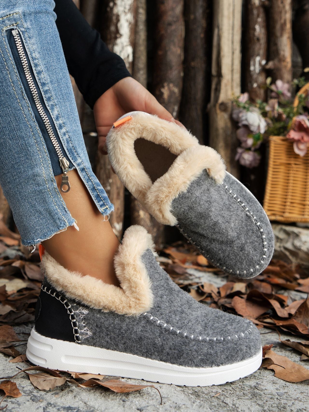 Furry Suede Round Toe Flat Sneakers - Flip Flop Dynasty