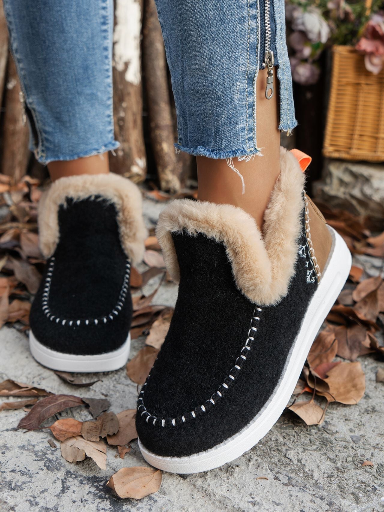 Furry Suede Round Toe Flat Sneakers - Flip Flop Dynasty