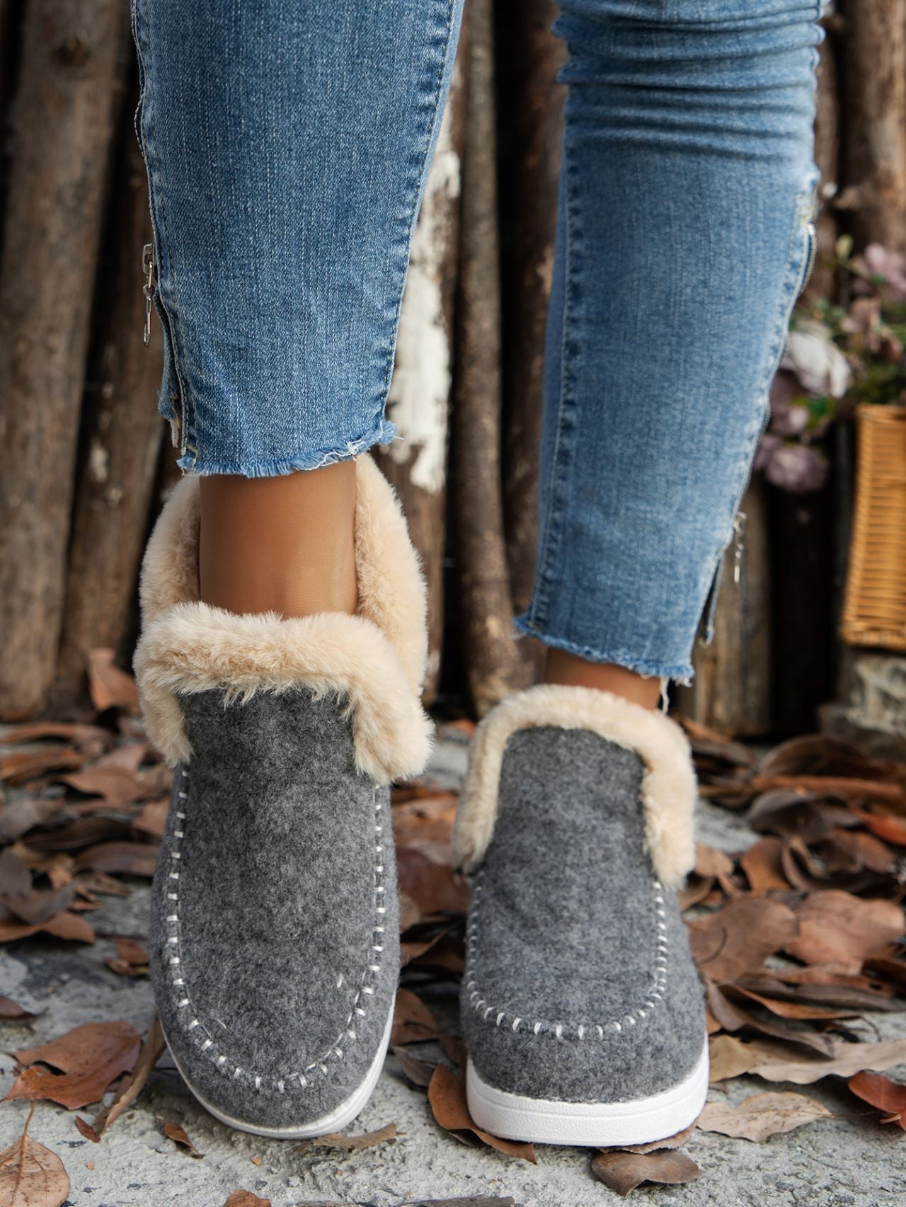 Furry Suede Round Toe Flat Sneakers - Flip Flop Dynasty