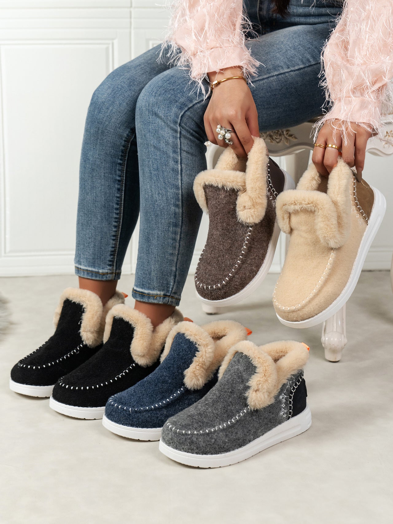 Furry Suede Round Toe Flat Sneakers - Flip Flop Dynasty