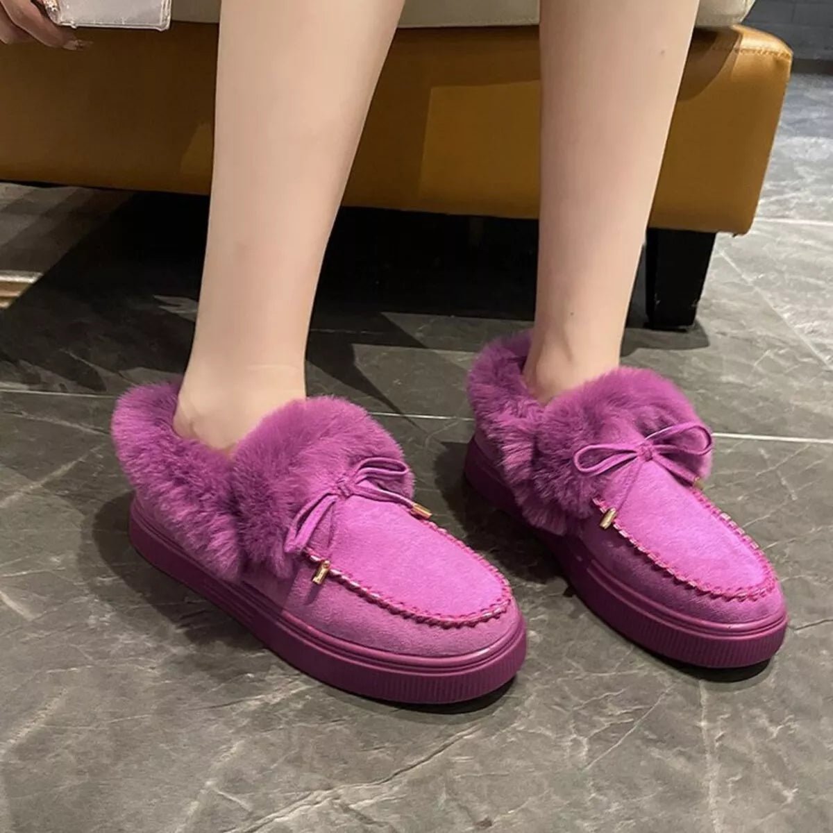 Fuzzy Round Toe Slip - Ons - Flip Flop Dynasty