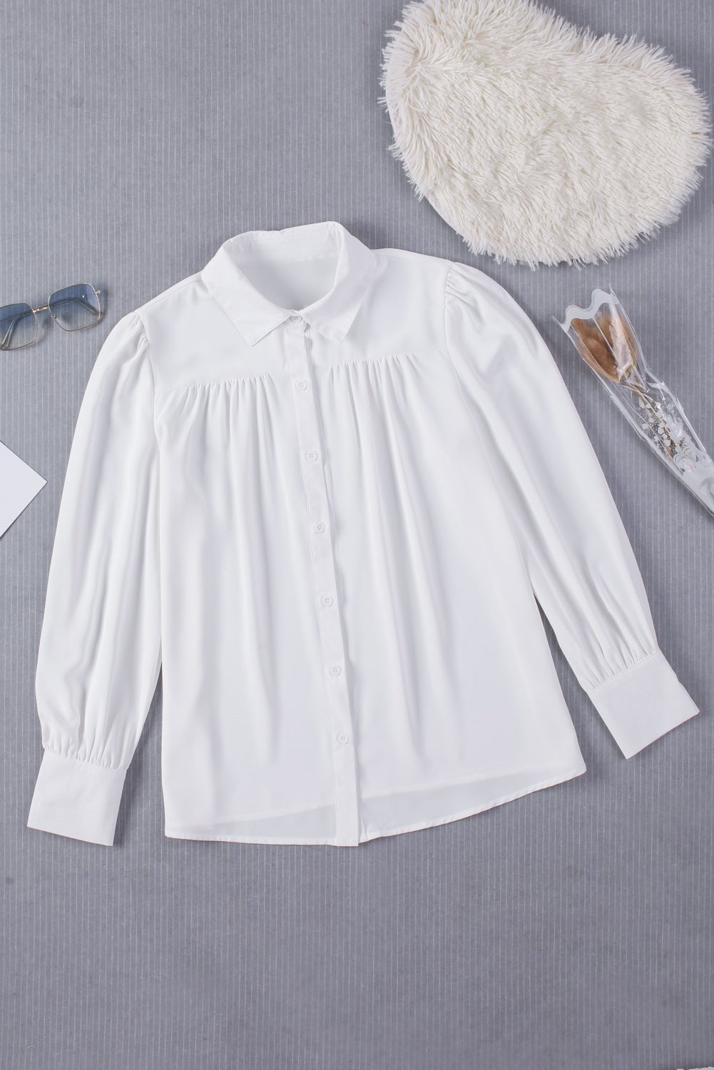 Gathered Detail Puff Sleeve Shirt - Flip Flop Dynasty