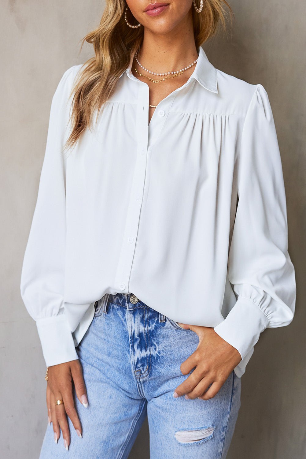 Gathered Detail Puff Sleeve Shirt - Flip Flop Dynasty