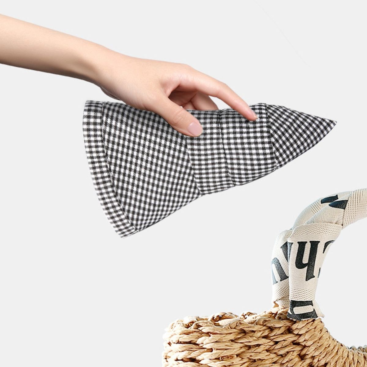 Gingham Pattern Wide Brim Bucket Hat - Flip Flop Dynasty