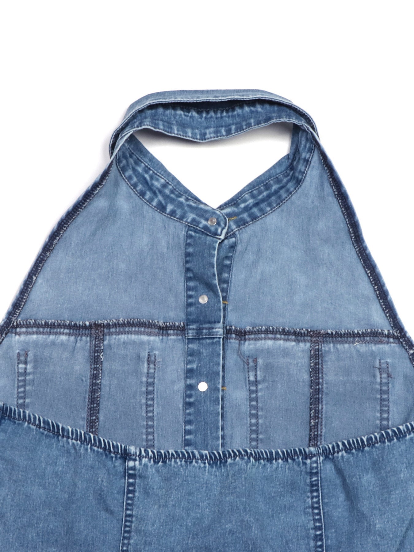 Halter Neck Button - Front Denim Dress - Flip Flop Dynasty