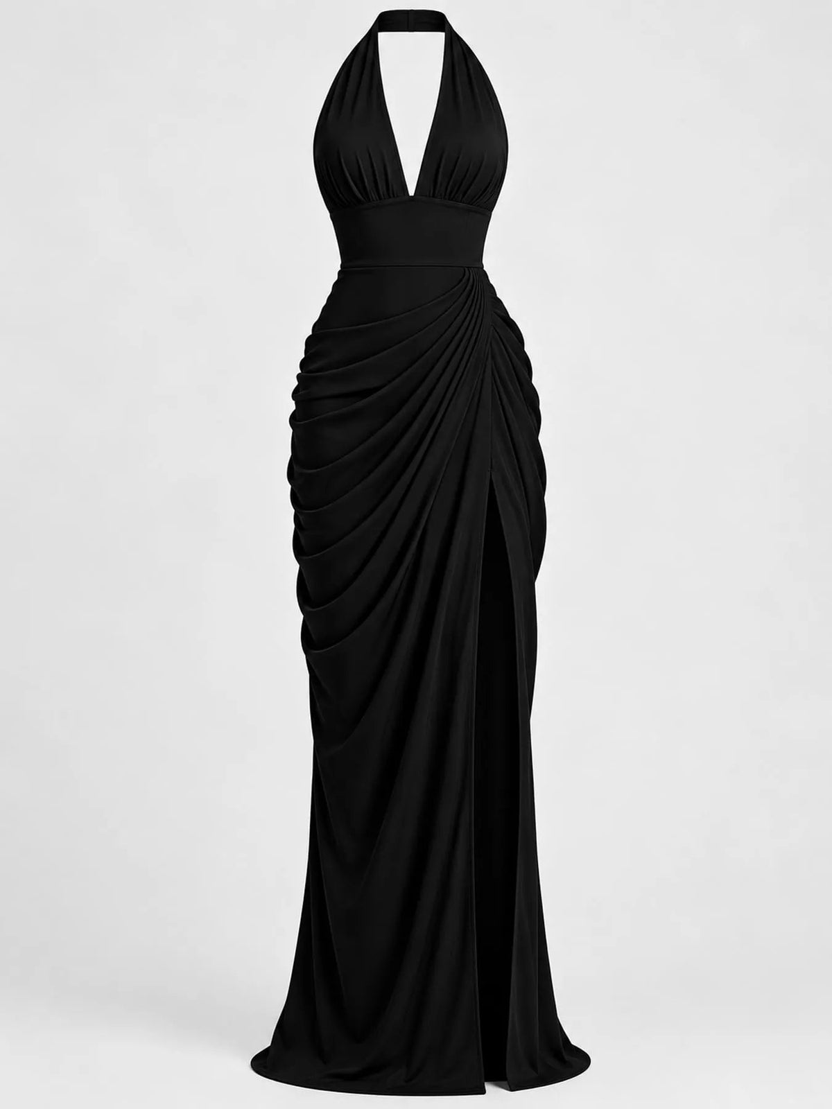 Halter Neck High-Slit Maxi Evening Dress - Flip Flop Dynasty