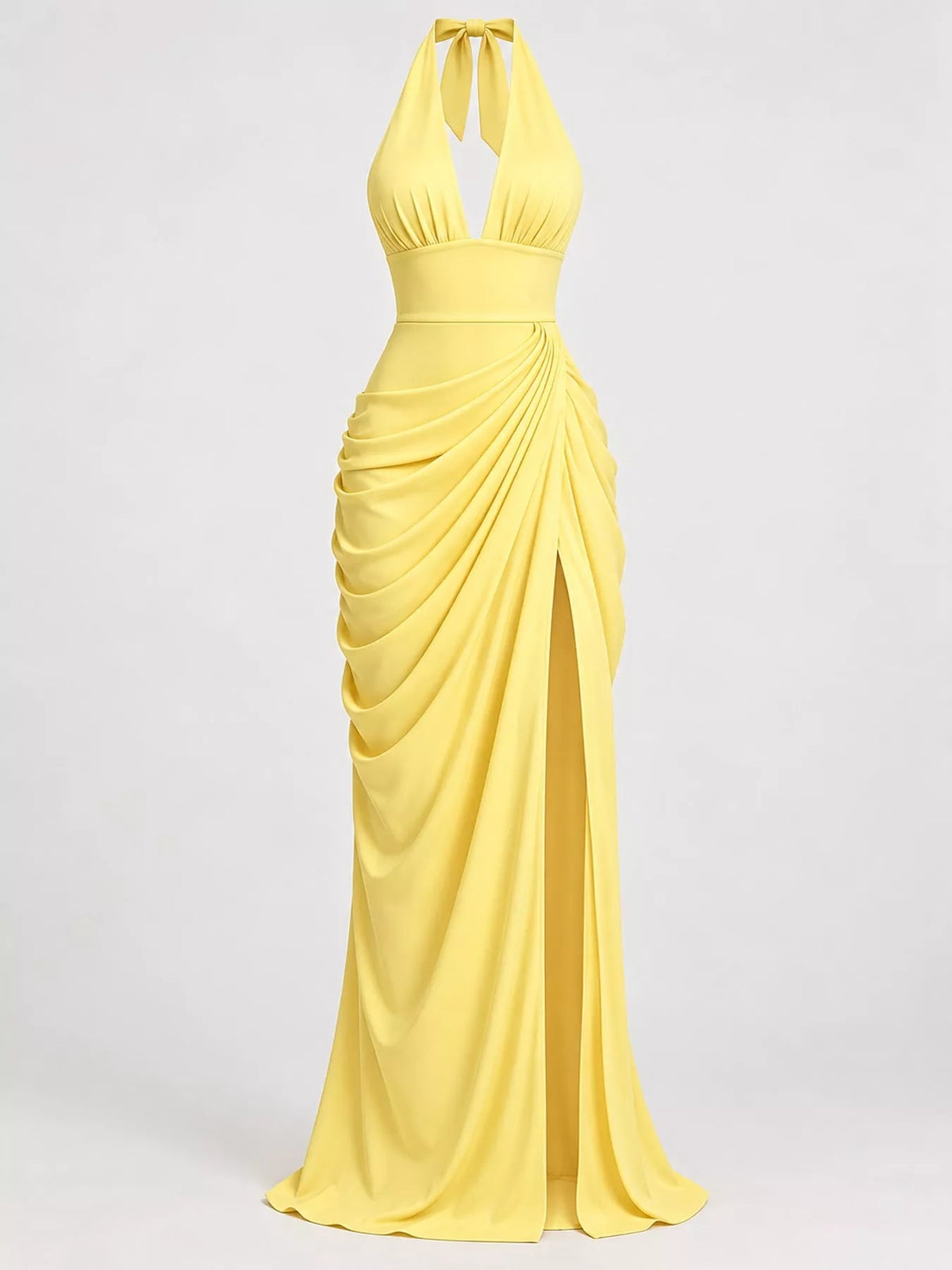 Halter Neck High-Slit Maxi Evening Dress - Flip Flop Dynasty