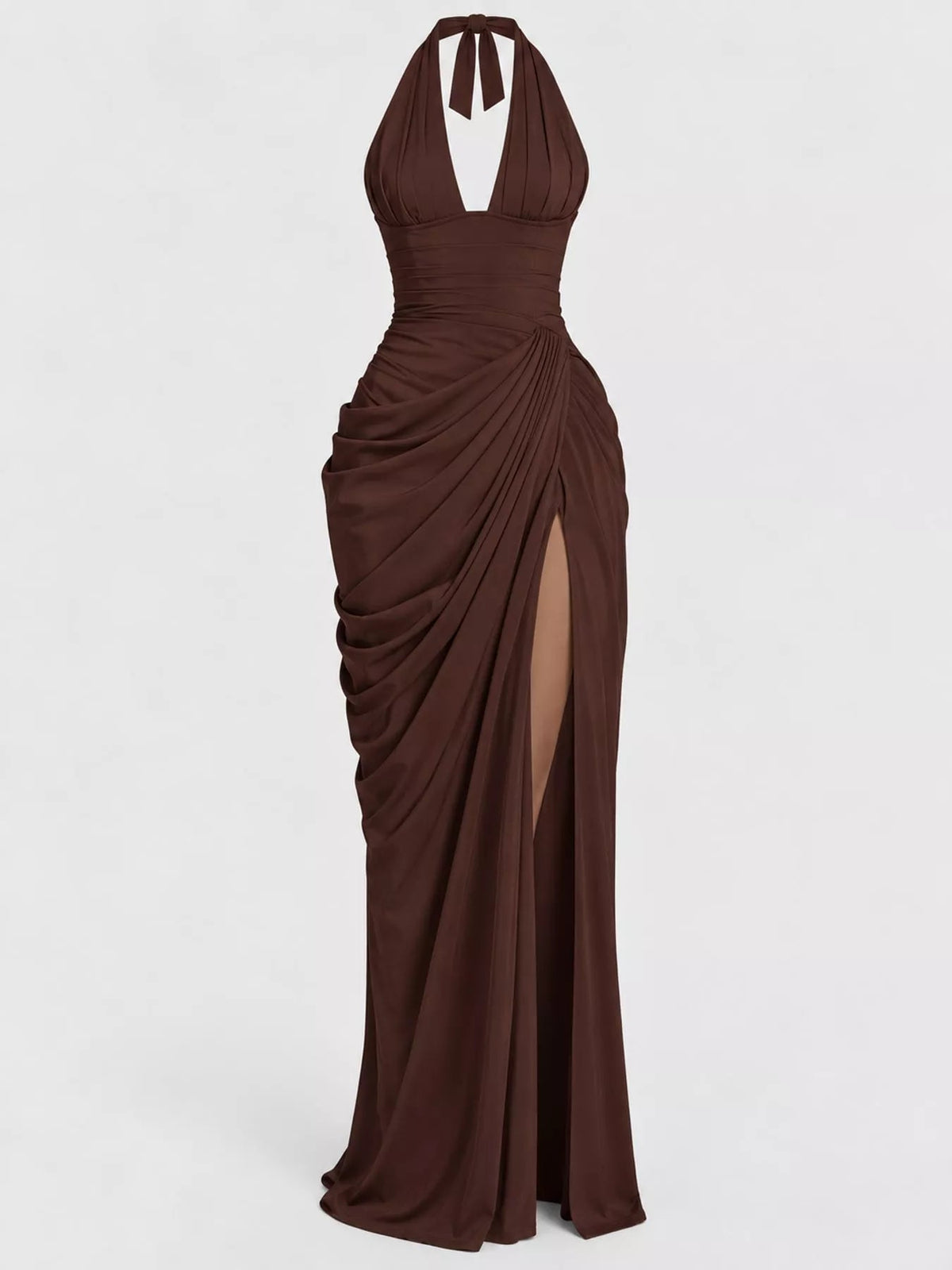 Halter Neck High-Slit Maxi Evening Dress - Flip Flop Dynasty