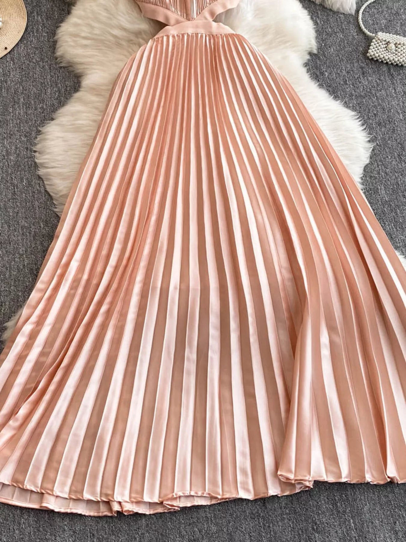 Halter Neck Pleated Maxi Dress - Flip Flop Dynasty
