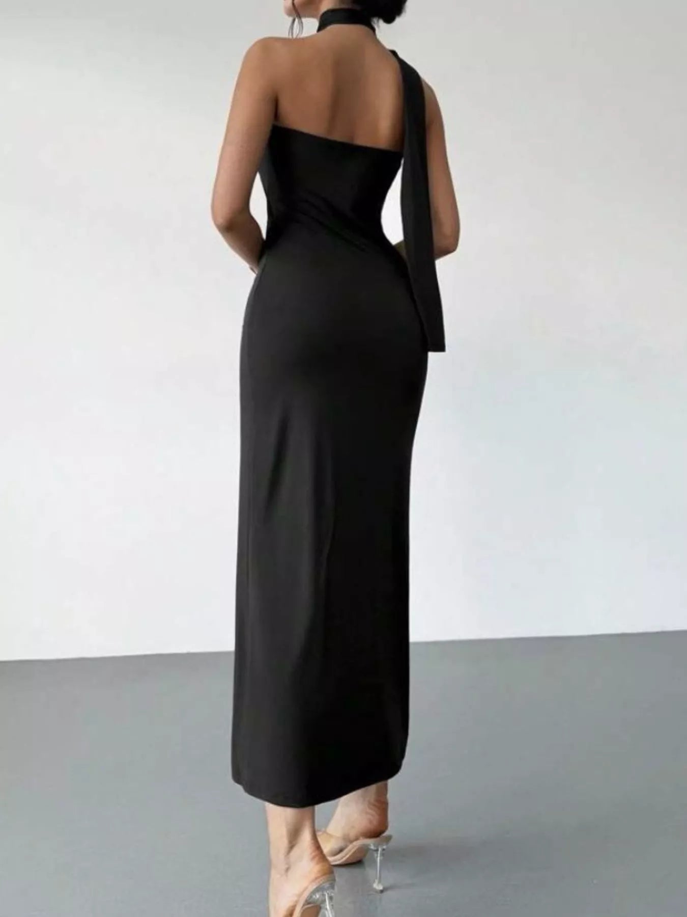 Halter Neck Ruched Bodycon Midi Dress - Flip Flop Dynasty