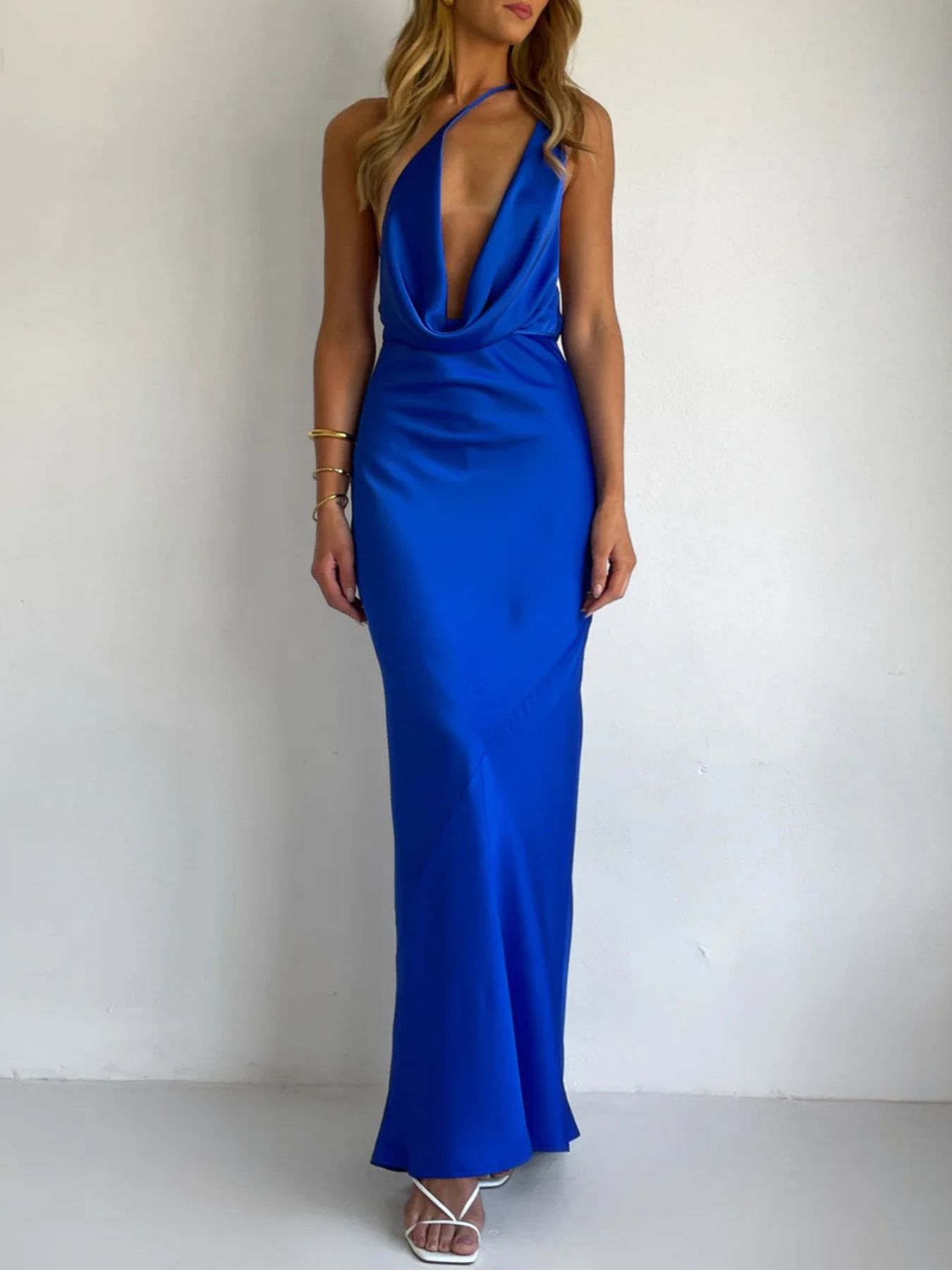 Halter Neck Satin Maxi Dress - Flip Flop Dynasty